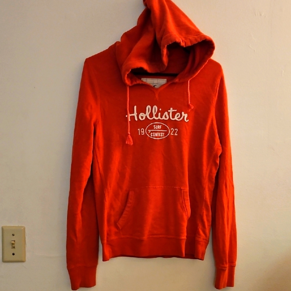 Large Hollister Bright Red Pullover Hoodie